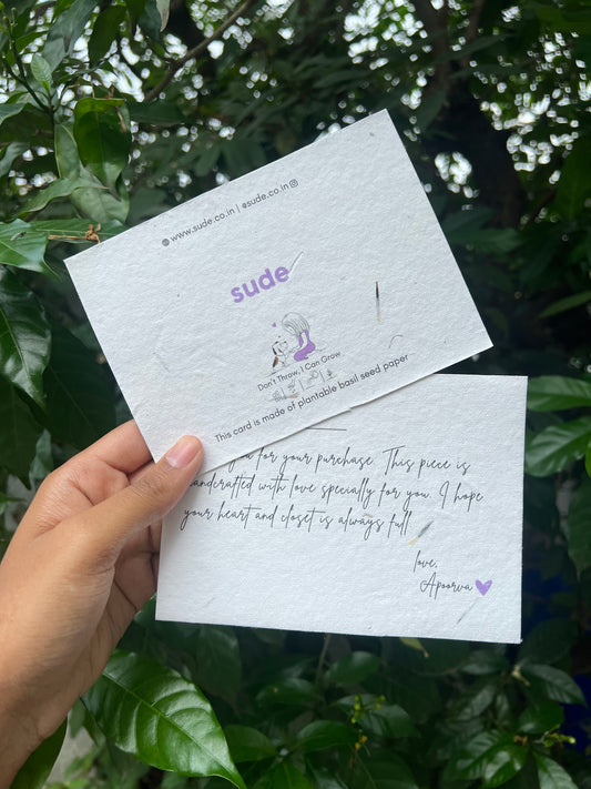 Sude’s Commitment to Sustainability: Plantable Seed Paper and Made-to-Order Fashion