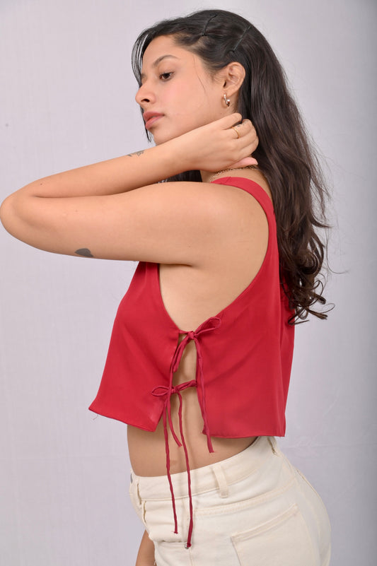 Red crop top for women