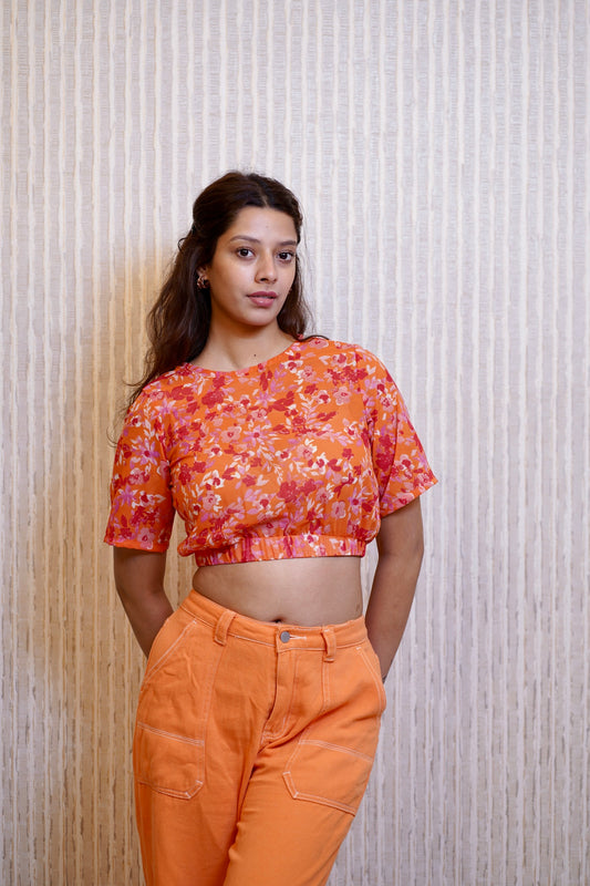 orange crop top for women