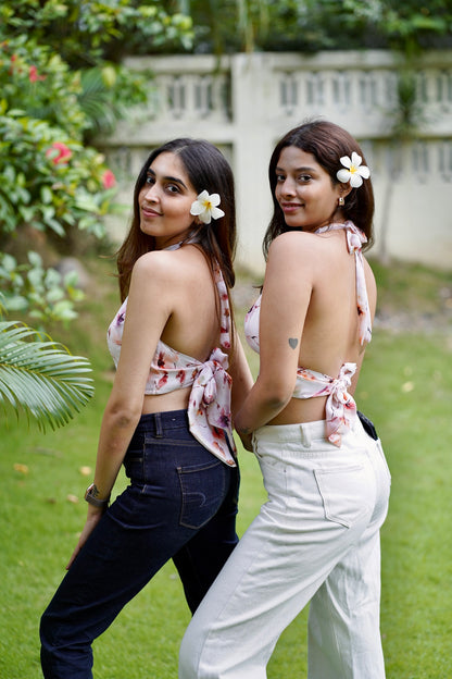 floral backless top for women