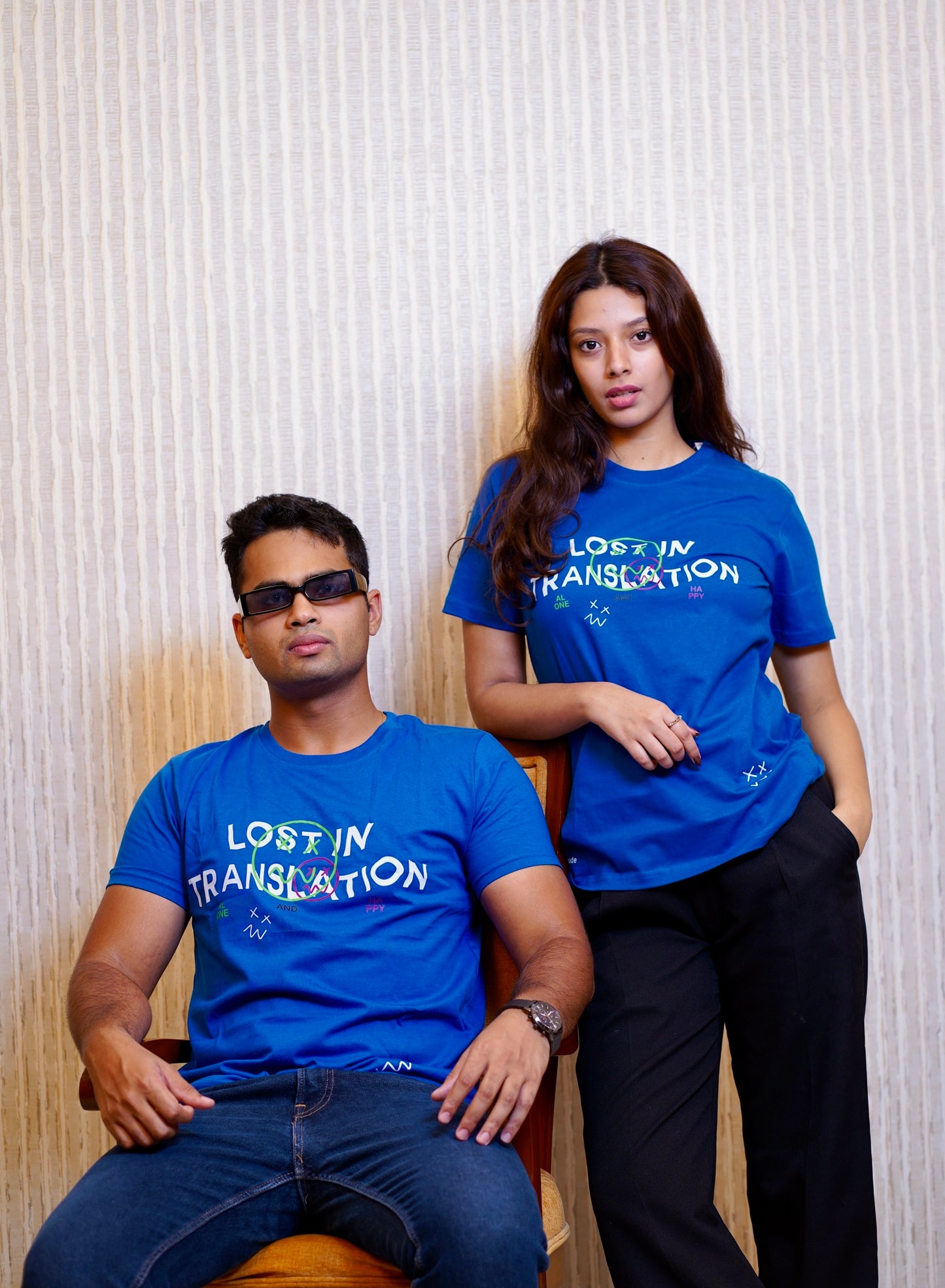 Royal Blue colour printed tshirt - 2 models