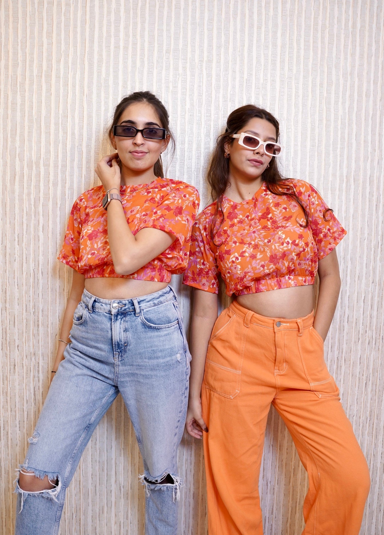 orange crop top for women